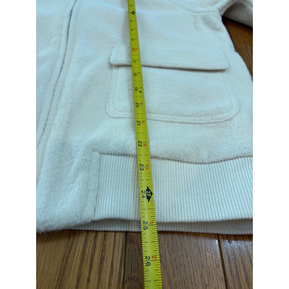 Joie Women's XS Cream Textured Fleece Full Zip Bomber Jacket Coat Neutral - Picture 7 of 9